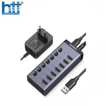 HUB USB 7 Cổng USB 3.0 Ugreen 90307 / 30778 CM481 có nút công tắc, nguồn 12V/2A