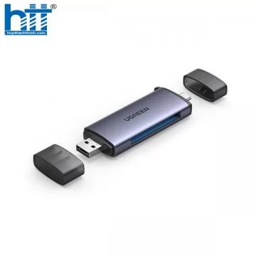Ugreen 50906 Màu Xám Đầu đọc thẻ nhớ 2in1 USB-C 3.1 + USB 3.0 sang SD TF Cfast 2.0 cm517 20050906