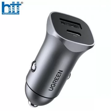 Ugreen 30780 18W màu đen Bộ sạc ô tô 2 cổng USB 2.4A + TypeC CD130 20030780