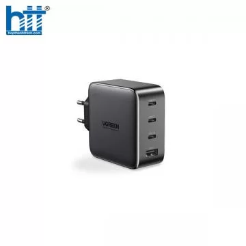 Ugreen 90575 100W Màu Đen Bộ sạc nhanh Nexode chip GaN gồm 3 cổng USB-C + USB-A kèm dây cáp USB-C dài 1.5M chuẩn cắm EU cd226 20090575