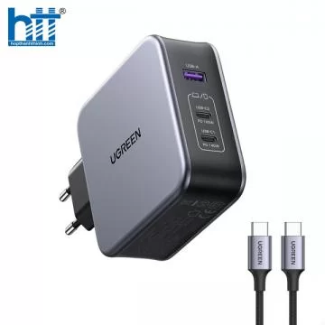 Củ sạc nhanh Nexode 140W GaN PD3.1, 2 USB Type-C và 1 USB Type-A Ugreen 90549 cao cấp (EU)