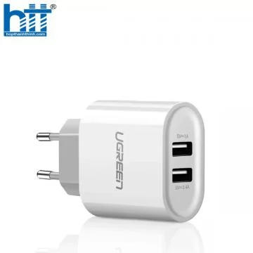 Củ sạc cho điện thoai 2 cổng USB 2.0 chính hãng Ugreen 20384