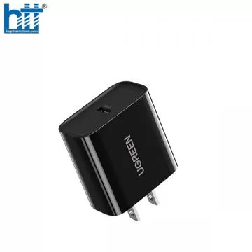 Củ sạc nhanh UGREEN 10184 cổng PD USB-C 20W chân dẹt US (Đen)