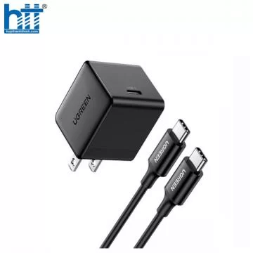 Ugreen 50576 25W Us cáp 2M Bộ sạc nhanh kèm cáp sạc 2 đầu Type C chân cắm tròn CD250 20050576
