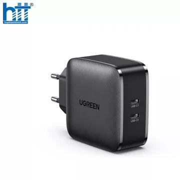Ugreen 70866 66W 2c kép usb loại c US có thể gập lại PD qc4.0 Sạc nhanh Đen CD216 10070866