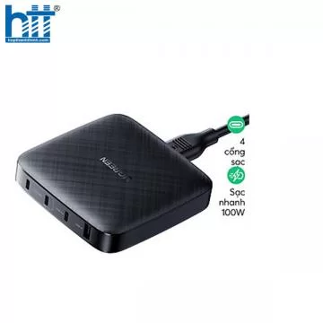 Bộ sạc nhanh đa năng PD 3.0 100W để bàn 3 cổng Type-C 1 cổng USB-A Ugreen 70869 cao cấp