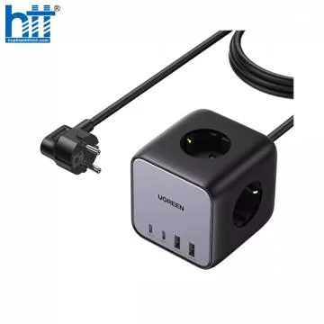Ugreen 60113 65W Bộ sạc nhanh DigiNest Cube gồm 2 cổng USB-C + 2 cổng USB-A Cáp nguồn dài 1.8M chuẩn cắm EU CD268 20060113