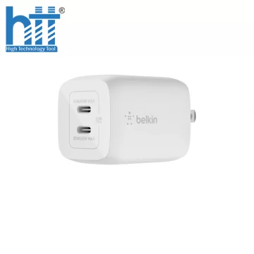 Sạc điện thoại Belkin 65W USB-C PD 3.0 PPS GaN WCH013dqWH(Trắng)