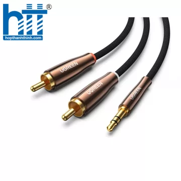 Ugreen 80845 1M Màu Đen Đầu cáp Màu Nâu Cáp chuyển đổi âm thanh 3.5mm sang 2 cổng RCA AV170 20080845