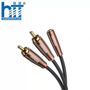 Ugreen 80845 1M Màu Đen Đầu cáp Màu Nâu Cáp chuyển đổi âm thanh 3.5mm sang 2 cổng RCA AV170 20080845