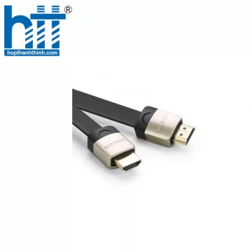 Ugreen 10261 2M màu Đen Cáp tín hiệu HDMI chuẩn 2.0 cáp dẹt đầu bọc hợp kim HD123 20010261