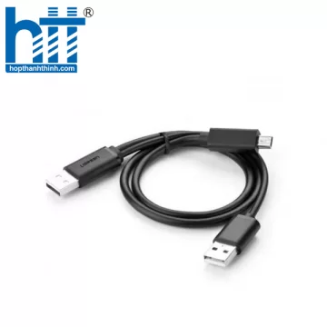 UGREEN 10347 1M MÀU ĐEN CÁP SẠC TRUYỀN DỮ LIỆU USB 2.0 SANG MICRO USB CÓ TRỢ NGUỒN USB US107