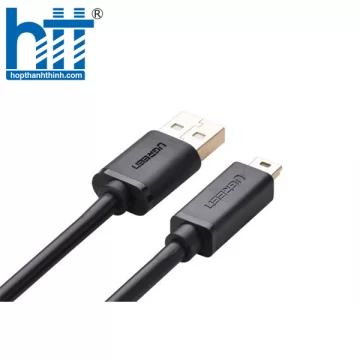 Ugreen 10355 1M màu Đen Cáp sạc truyền dữ liệu USB 2.0 sang MINI USB đầu mạ vàng US132 20010355