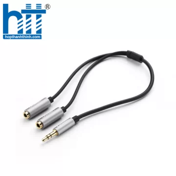 Ugreen 10532 25CM Màu Đen 3.5mm cáp chia âm thanh 1 ra 2 AV123 20010532