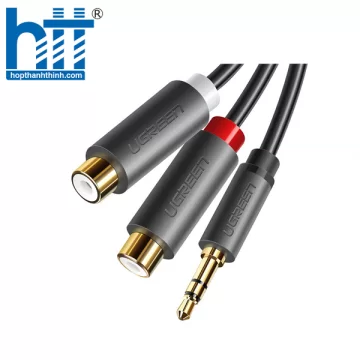 Ugreen 10547 25CM màu Đen Cáp âm thanh 2 đầu Bông sen âm sang 3.5mm dương AV109 20010547