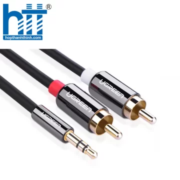 UGREEN 10584 2M MÀU ĐEN CÁP ÂM THANH 2 ĐẦU BÔNG SEN SANG 3.5MM DƯƠNG MẠ VÀNG AV116