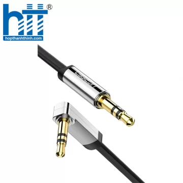 UGREEN 10597 1M MÀU ĐEN CÁP ÂM THANH 2 ĐẦU 3.5MM DƯƠNG ĐẦU VUÔNG GÓC MẠ VÀNG AV119