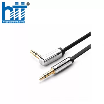 Ugreen 10728 3M màu Đen Cáp âm thanh 2 đầu 3.5mm dương đầu vuông góc mạ vàng AV119 20010728