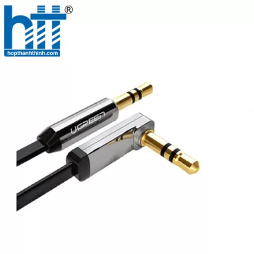 Ugreen 10728 3M màu Đen Cáp âm thanh 2 đầu 3.5mm dương đầu vuông góc mạ vàng AV119 20010728
