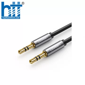 Ugreen 10733 1M màu Đen Cáp âm thanh 2 đầu 3.5mm dương dây tròn TPE cao cấp AV119 20010733