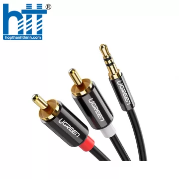 Ugreen 10749 1M màu Đen Cáp âm thanh 2 đầu Bông sen sang 3.5mm Dương mạ vàng AV116 20010749