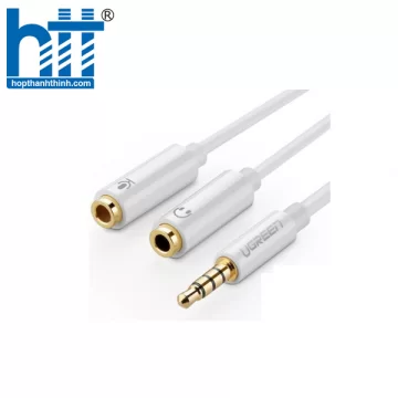 UGREEN 10789 20CM MÀU TRẮNG DÂY CHUYỂN ÂM THANH 3.5MM DƯƠNG SANG JACK MIC + LOA ÂM AV141