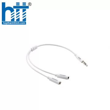 UGREEN 10789 20CM MÀU TRẮNG DÂY CHUYỂN ÂM THANH 3.5MM DƯƠNG SANG JACK MIC + LOA ÂM AV141