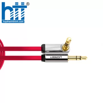 Ugreen 10797 0.5M Đỏ Cáp âm thanh 2 đầu 3.5mm dương chữ L dây dẹt AV119 20010797