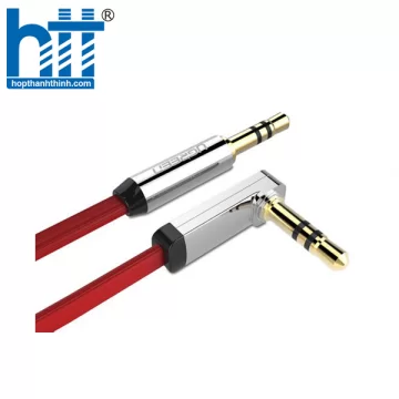 Ugreen 10797 0.5M Đỏ Cáp âm thanh 2 đầu 3.5mm dương chữ L dây dẹt AV119 20010797