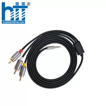 Ugreen 20894 1.5M màu Đen Cáp âm thanh 3 đầu Bông sen sang 3.5mm Dương AV138 20020894