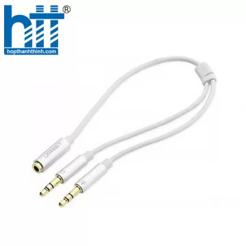 Ugreen 20897 20CM màu Trắng Dây chuyển âm thanh 3.5mm âm sang Jack Mic + Loa dương AV140 20020897