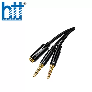 Ugreen 20898 20CM màu Đen Dây chuyển âm thanh 3.5mm âm sang Jack Mic + Loa dương AV140 20020898