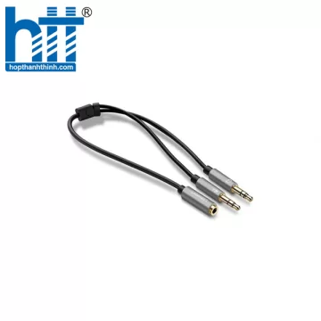 Ugreen 20899 20CM màu Đen Dây chuyển âm thanh 3.5mm âm sang Jack Mic + Loa dương AV140 20020899