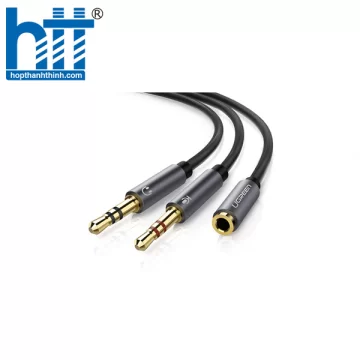 Ugreen 20899 20CM màu Đen Dây chuyển âm thanh 3.5mm âm sang Jack Mic + Loa dương AV140 20020899