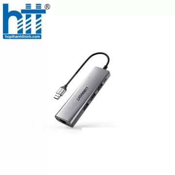 Ugreen 20915 hub chia từ 1 cổng usb ra 3 cổng 3.0 + Rj45 1000Mbps gigabíts Ethernet CM475 20020915