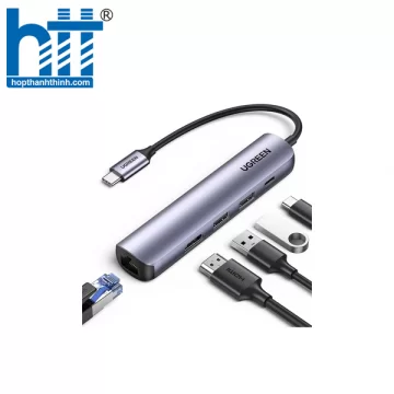 Ugreen 20920 10/100 / 1000Mbps gigabits Type C sang 3 × USB 3.0 + RJ45 Bộ chuyển đổi CM475 20020920