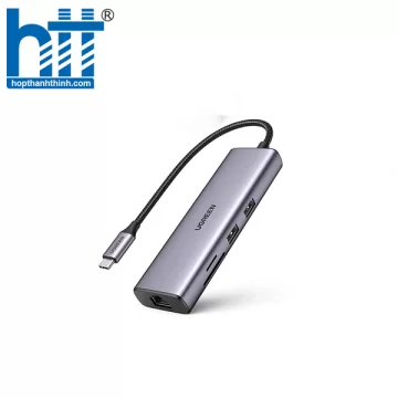 Ugreen 20954 4k 60hz 6 trong 1 gigabits Type C sang 2×USB 3.0 + HDMI + RJ45 10/100/1000Mbps + SD/TF Bộ chuyển đổi CM512 20020954