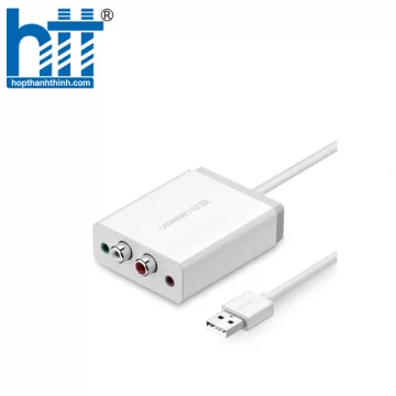 Ugreen 30521 1M màu Trắng Bộ chuyển USB 2.0 sang 2 đầu bông sen + Loa + MIC 30521 20030521
