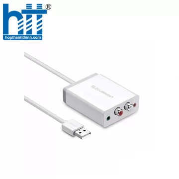 Ugreen 30521 1M màu Trắng Bộ chuyển USB 2.0 sang 2 đầu bông sen + Loa + MIC 30521 20030521