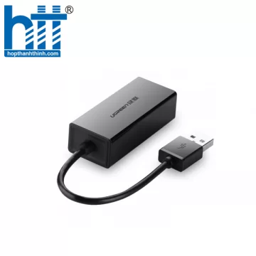 Ugreen 20254 10CM màu Đen Cáp chuyển đổi USB 2.0 sang cổng LAN RJ45 tốc độ 100Mbps vỏ nhựa CR110 20020254