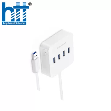 Ugreen 30201 0.5M màu Trắng Bộ chia HUB USB 3.0 sang 4 USB 3.0 có khay đỡ hỗ trợ nguồn 5V cao cấp CR118 20030201