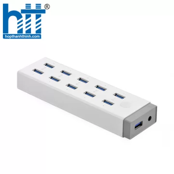 Ugreen 20297 Màu Trắng Bộ chia HUB USB 3.0 sang 10 USB 3.0 hỗ trợ nguồn 12V CR117 20020297