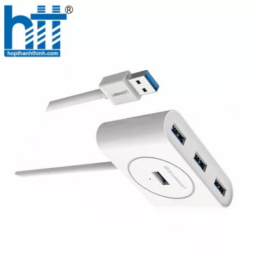 Ugreen 20282 50CM màu Trắng Bộ chia HUB USB 3.0 sang 4 USB 3.0 hỗ trợ nguồn 5V CR113 20020282