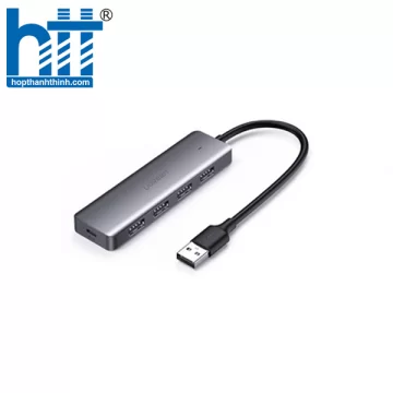Ugreen 50985 15CM Màu đen Bộ chia USB 3.0 ra 4 cổng hỗ trợ nguồn phụ Micro USB CR219 20050985