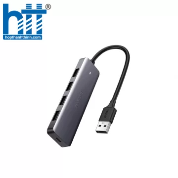 Ugreen 50985 15CM Màu đen Bộ chia USB 3.0 ra 4 cổng hỗ trợ nguồn phụ Micro USB CR219 20050985