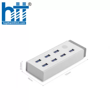 Ugreen 20296 Màu Trắng Bộ chia HUB USB 3.0 sang 7 USB 3.0 hỗ trợ nguồn 12V CR116 20020296