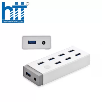 Ugreen 20296 Màu Trắng Bộ chia HUB USB 3.0 sang 7 USB 3.0 hỗ trợ nguồn 12V CR116 20020296