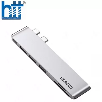 Hub Type C cho MacBook 2 cổng USB-C ra 3 cổng USB3.0-A+SD+TF+PD Ugreen 60560