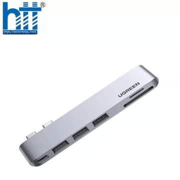 Hub Type C cho MacBook 2 cổng USB-C ra 3 cổng USB3.0-A+SD+TF+PD Ugreen 60560