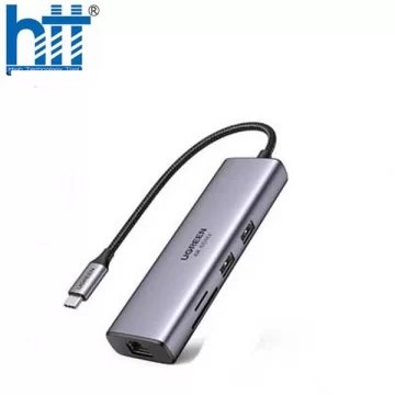 Bộ chuyển USB C 7 trong 1 Ugreen 60515, hỗ trợ HDMI 4K@60Hz + USB + LAN Gigabit + SD/ TF + PD100W